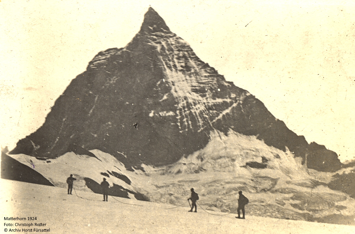 Historisches Foto Matterhorn, mit Lionsgrat, Pic Tyndall und Tyndallgrat
