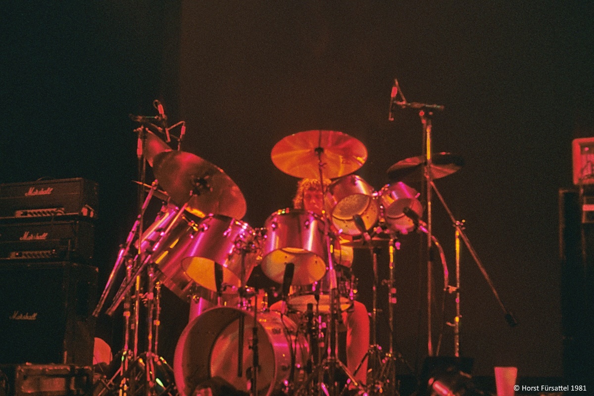 Manfred Manns Earth Band, John Lingwood (Drums) 1981. Foto: Horst Fürsattel