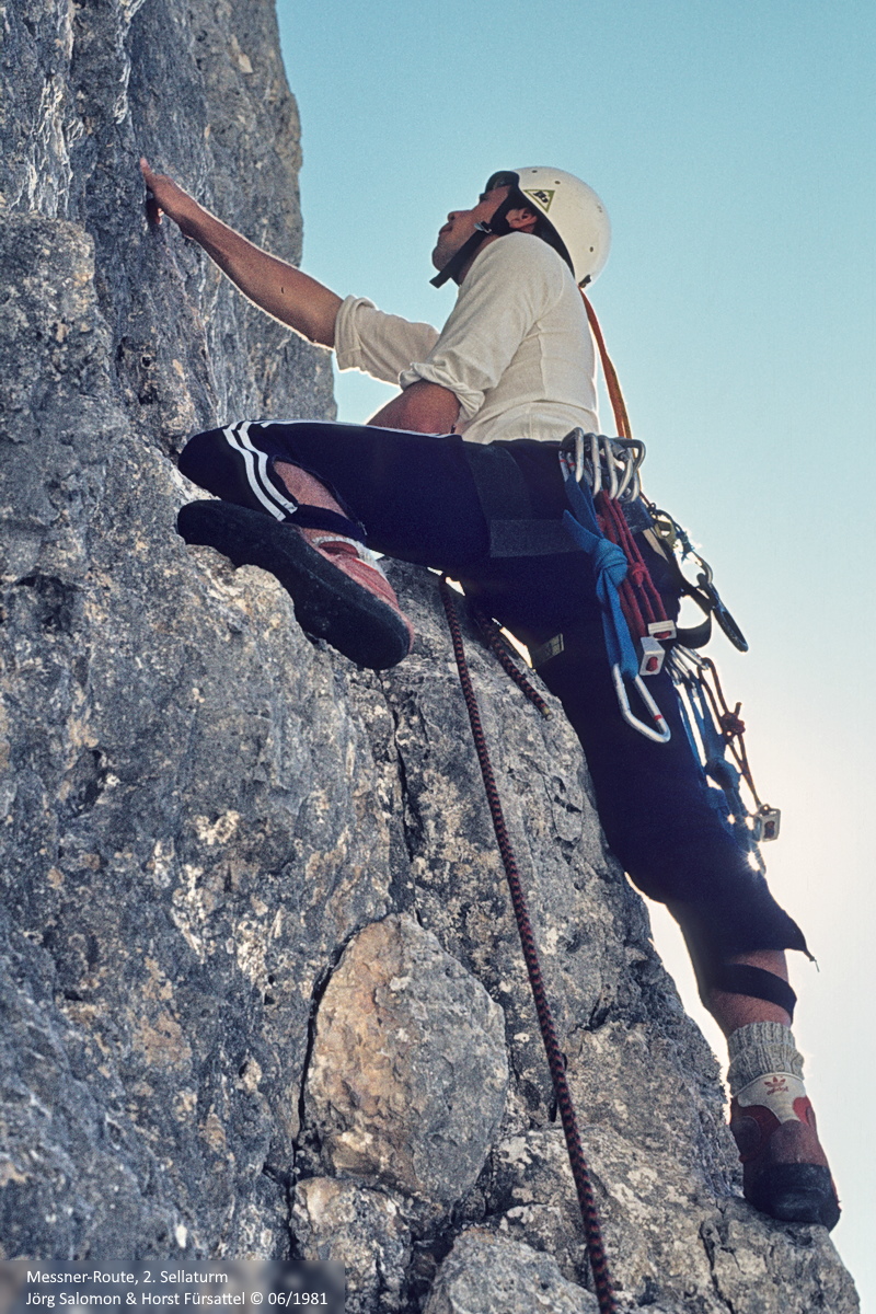 Messner-Route, 2. Sellaturm. Jörg Salomon & Horst Fürsattel 06/1981