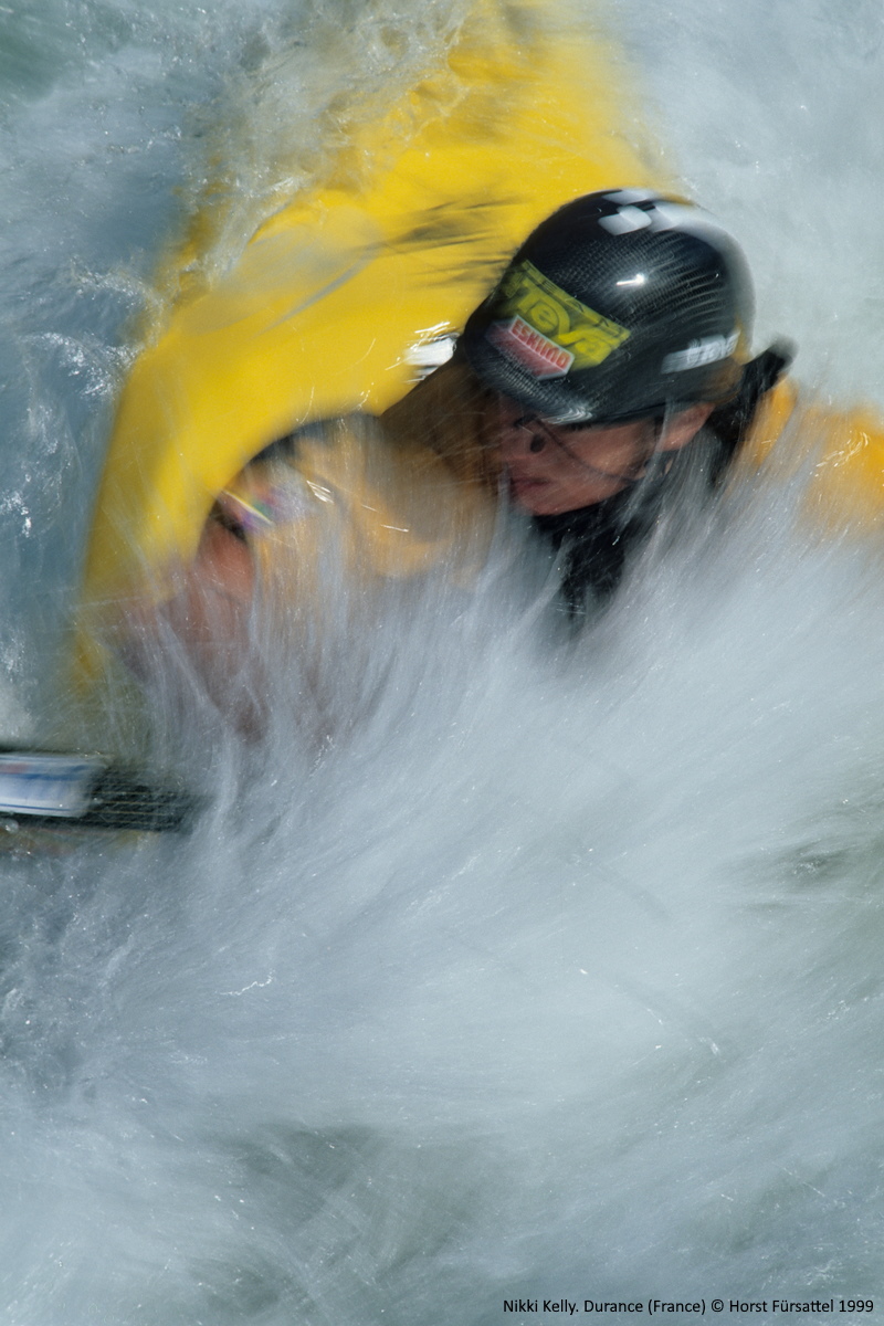 Nikki Kelly Kayak New Zealand at Durance River, France.TEVA TOUR 1999